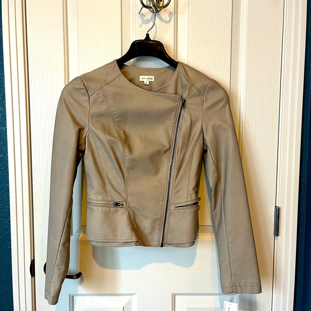 Faux tan leather jacket